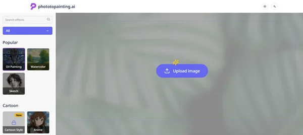 User-friendly interface for AI photo to painting upload