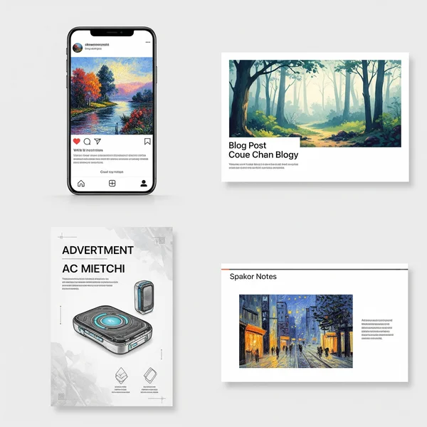 AI generated paintings in marketing and content examples