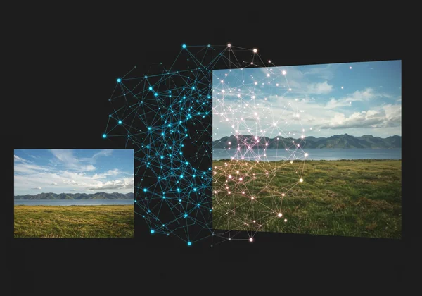 AI processing image for style transfer, showing data flow.