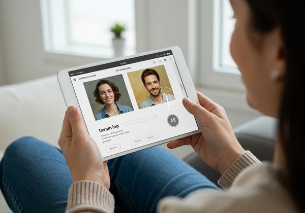 Person easily creating art using an AI art generator on tablet