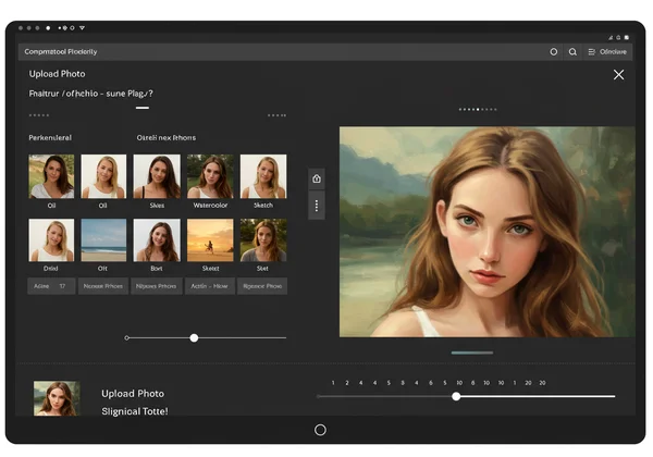 Screenshot of AI photo to painting tool interface