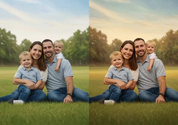 Family photo transforming into an oil painting with AI