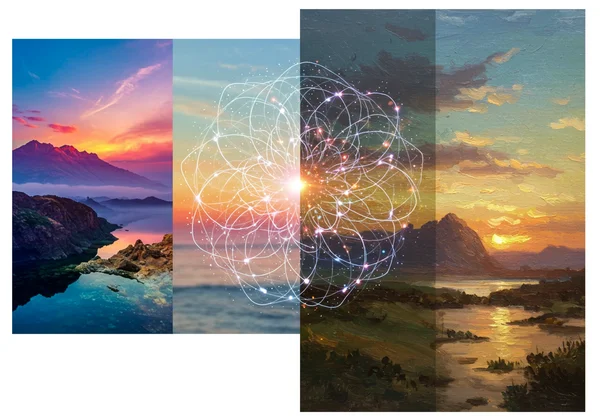 AI transforming photo to painting, showing content and style