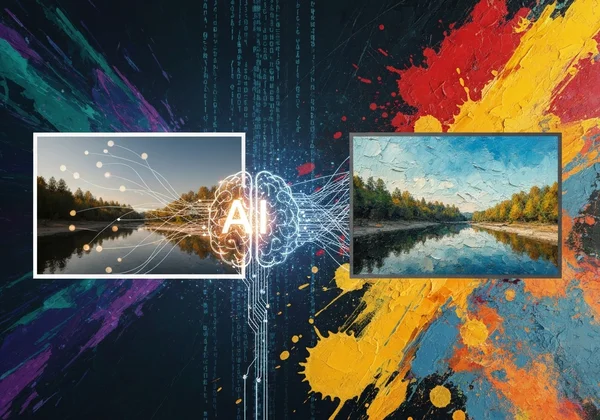 AI transforming a digital photo into an artistic painting