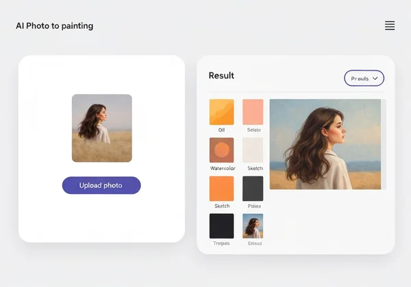 User interface of an AI photo to painting tool in action