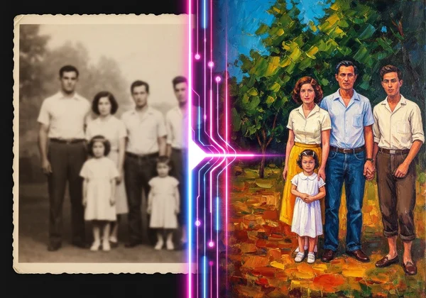 Blurry photo turning into an impressionistic painting