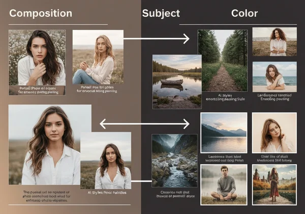 Diagram showing factors for choosing painting style