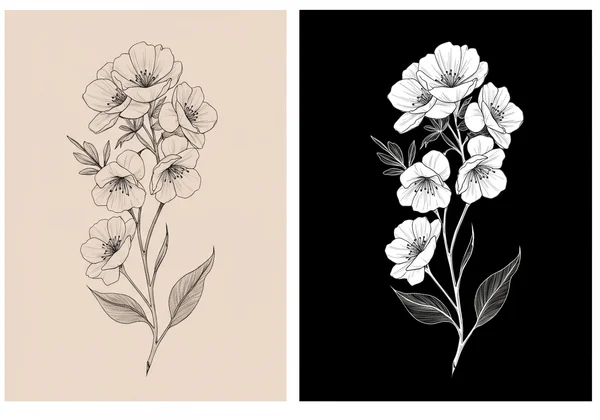 Line art comparison: thick vs. thin lines, varied details