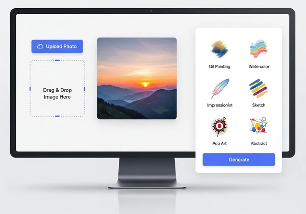 User-friendly AI photo to painting tool interface