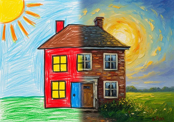 बच्चे की ड्राइंग AI पेंटिंग में बदल रही है